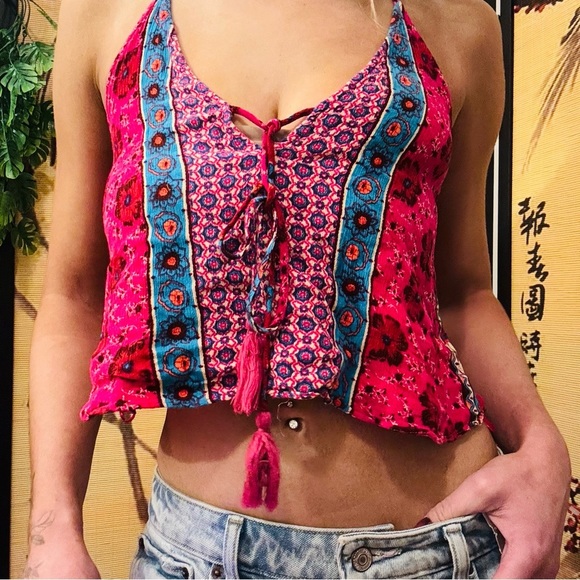 Abbeline Tops - Abbeline Festival Boho Printed Spaghetti Strap Crop Tank Top​